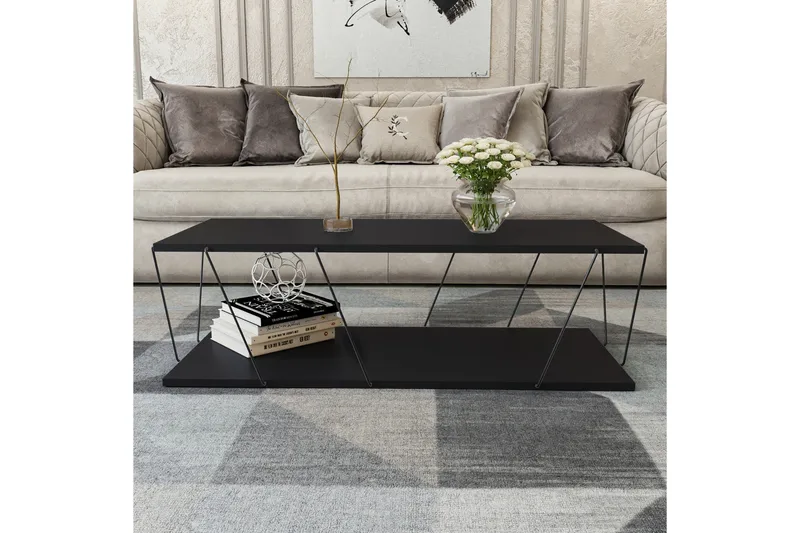 Ljusfors Soffbord 120 cm med Förvaring Hylla - Antracit/Svart - Möbler - Bord & matgrupper - Soffbord