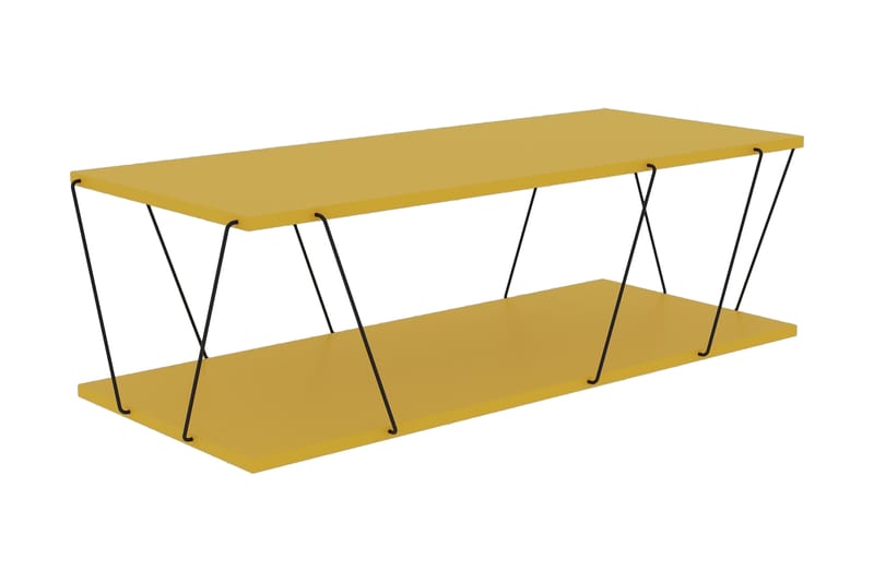 Ljusfors Soffbord 120 cm med Förvaring Hylla - Gul/Svart - Soffbord - Klaffbord & Hopfällbart bord - Spegelbord - Soffbord med förvaring - Soffbord med hjul - Höj och sänkbart soffbord