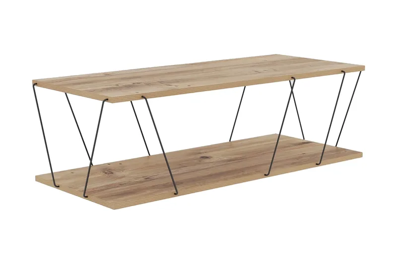 Ljusfors  Soffbord 120 cm med Förvaring Hylla, Natur/Svart