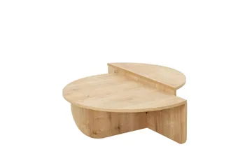 Louvrall Soffbord Ek 90 cm Rund i Trä med Förskjutna Halvcirklar - Ek - Möbler - Bord & matgrupper - Soffbord