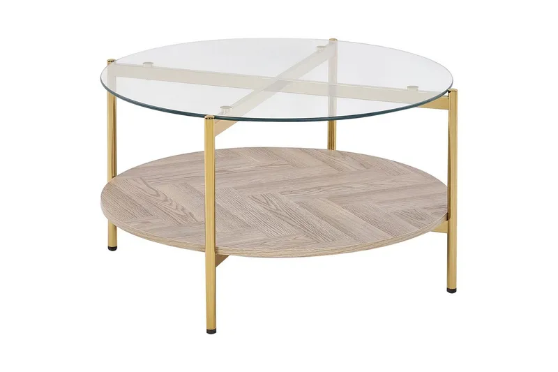 Soffbord Lovell Guld/ljust trä, Guld/ljust trä