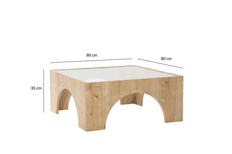 Lowan 80 cm Kvadratiskt Soffbord i Glas med Bågformade Ben - Transparent - Möbler - Bord & matgrupper - Soffbord