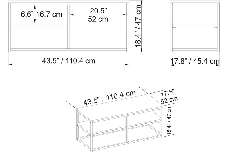 Lunnom Soffbord 110 cm med Förvaring Hylla - Brun/Svart - Möbler - Bord & matgrupper - Soffbord