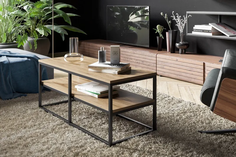 Lunnom Soffbord 110 cm med Förvaring Hylla - Brun/Svart - Möbler - Bord & matgrupper - Soffbord