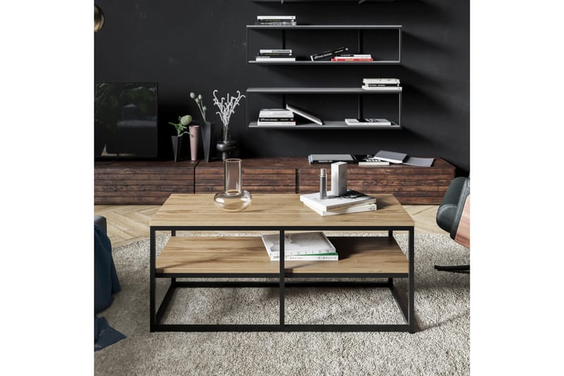 Lunnom Soffbord 110 cm med Förvaring Hylla - Brun/Svart - Möbler - Bord & matgrupper - Soffbord