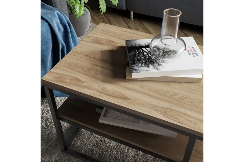 Lunnom Soffbord 110 cm med Förvaring Hylla - Brun/Svart - Möbler - Bord & matgrupper - Soffbord