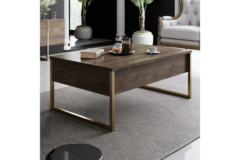 Luxe Soffbord 90x40 cm Brun/Guld - Hanah Home - Möbler - Bord & matgrupper - Soffbord