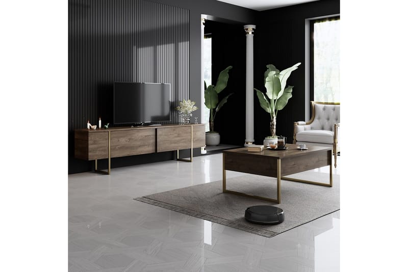 Luxe Soffbord 90x40 cm Brun/Guld - Hanah Home - Möbler - Bord & matgrupper - Soffbord