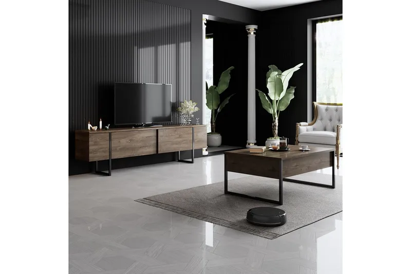 Luxe Soffbord 90x40 cm Brun/Svart - Hanah Home - Möbler - Bord & matgrupper - Soffbord