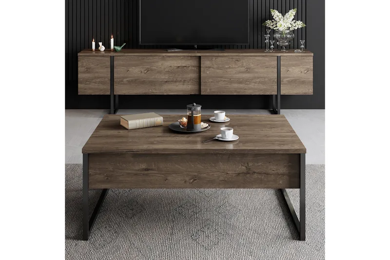 Luxe Soffbord 90x40 cm Brun/Svart - Hanah Home - Möbler - Bord & matgrupper - Soffbord