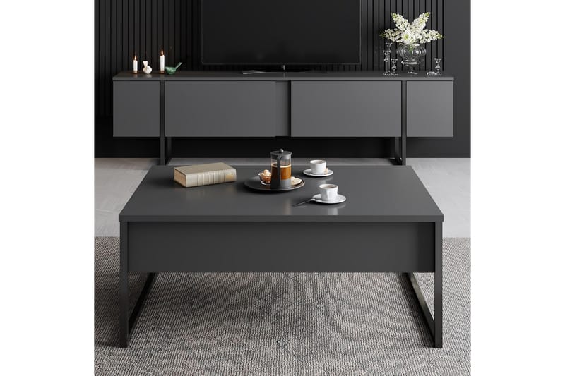 Luxe Soffbord 90x40 cm Svart - Hanah Home - Soffbord