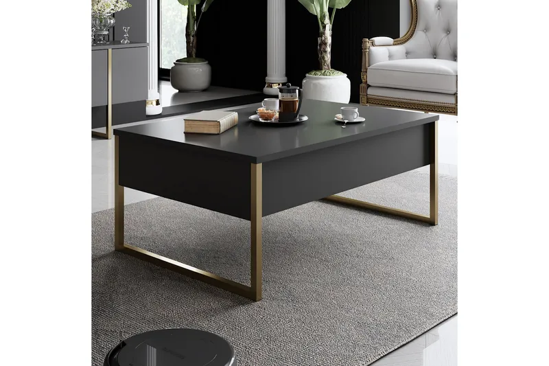 Luxe Soffbord 90x40 cm Svart/Guld - Hanah Home - Möbler - Bord & matgrupper - Soffbord