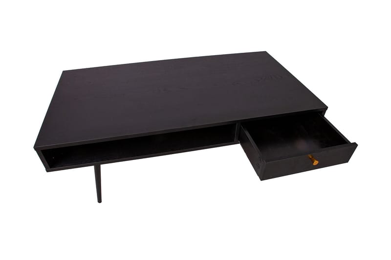 Luxem Soffbord 115 cm med Förvaring Låda + Hylla - Svart/Koppar - Soffbord