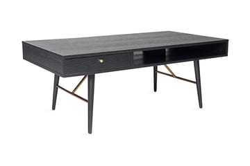 Luxem Soffbord 115 cm med Förvaring Låda + Hylla - Svart/Koppar - Möbler - Bord & matgrupper - Soffbord