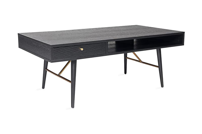 Luxem Soffbord 115 cm med Förvaring Låda + Hylla - Svart/Koppar - Möbler - Bord & matgrupper - Soffbord