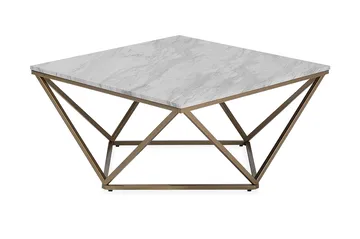 Malibu Kvadratiskt Soffbord 80 cm i Marmor med Metallstativ - Vit - Möbler - Bord & matgrupper - Soffbord