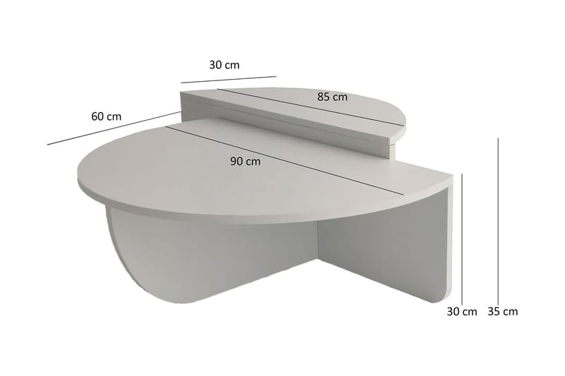 Malling Soffbord 90x30x90 cm Oval - Vit - Soffbord