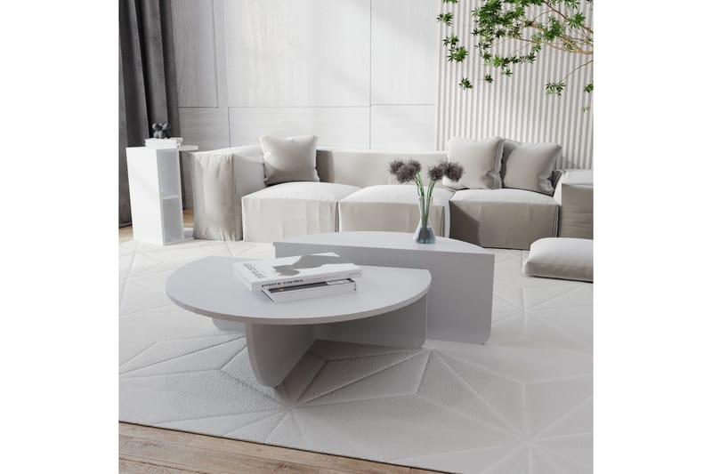 Malling Soffbord 90x30x90 cm Oval - Vit - Möbler - Bord & matgrupper - Soffbord