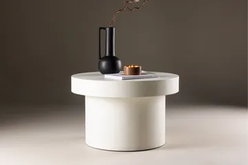 Malung 80 cm Runt Soffbord i Trä med Pelarfot och Tjock Skiva - Vit - Möbler - Bord & matgrupper - Soffbord