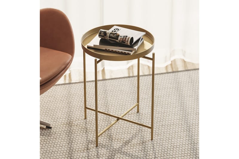 Mamta Fällbart Runt Soffbord 46 cm i Metall - Guld - Möbler - Bord & matgrupper - Soffbord