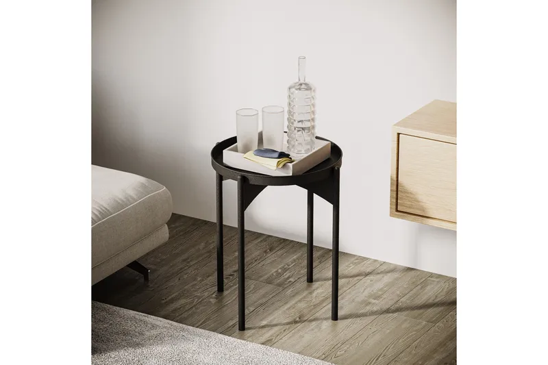 Mamta Runt Soffbord 44 cm i Metall, Svart