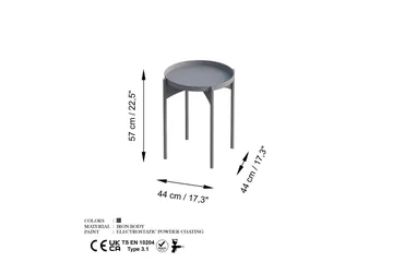 Mamta Runt Soffbord Brickbord 44 cm i Metall - Grå - Möbler - Bord & matgrupper - Soffbord