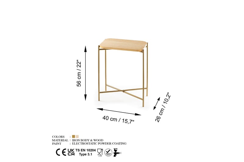 Mamta Soffbord 40 cm - Guld/Natural - Möbler - Bord & matgrupper - Soffbord