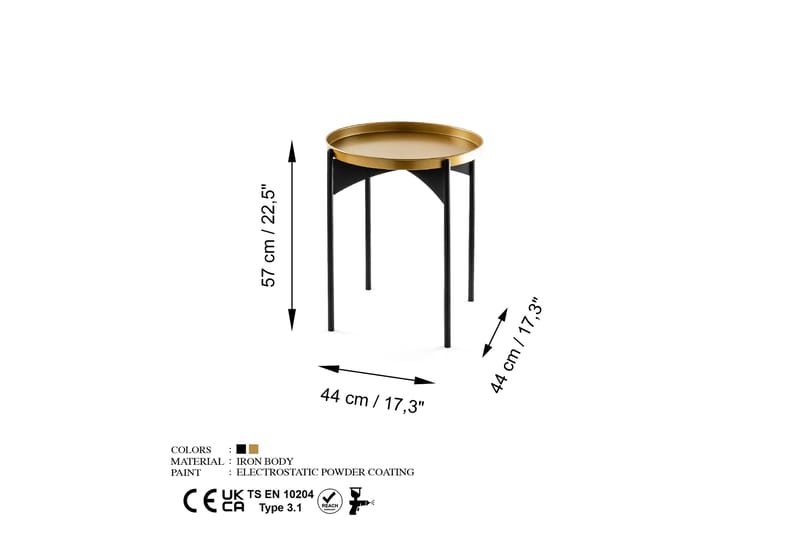 Mamta Soffbord 44 cm - Guld/Svart - Soffbord