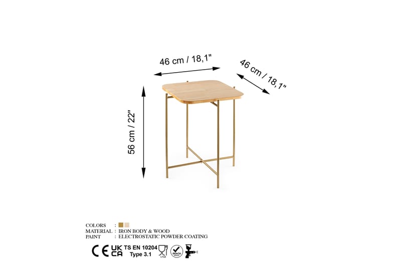 Mamta Soffbord 46 cm - Guld/Natural - Möbler - Bord & matgrupper - Soffbord