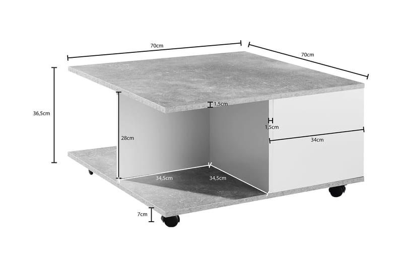Marchall Soffbord 70 cm - Vit - Möbler - Bord & matgrupper - Soffbord - Soffbord med hjul