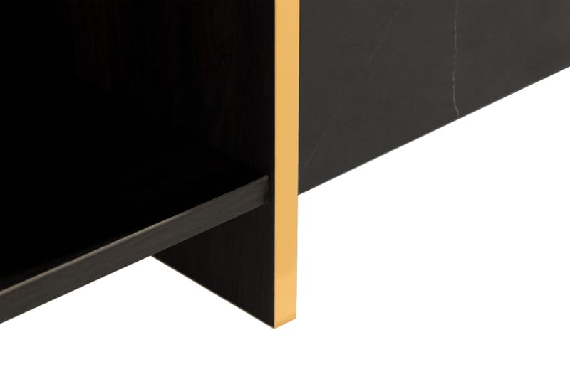 Mardon Soffbord 104 cm med Förvaring Lådor + Hyllor - Svart/Guld - Soffbord