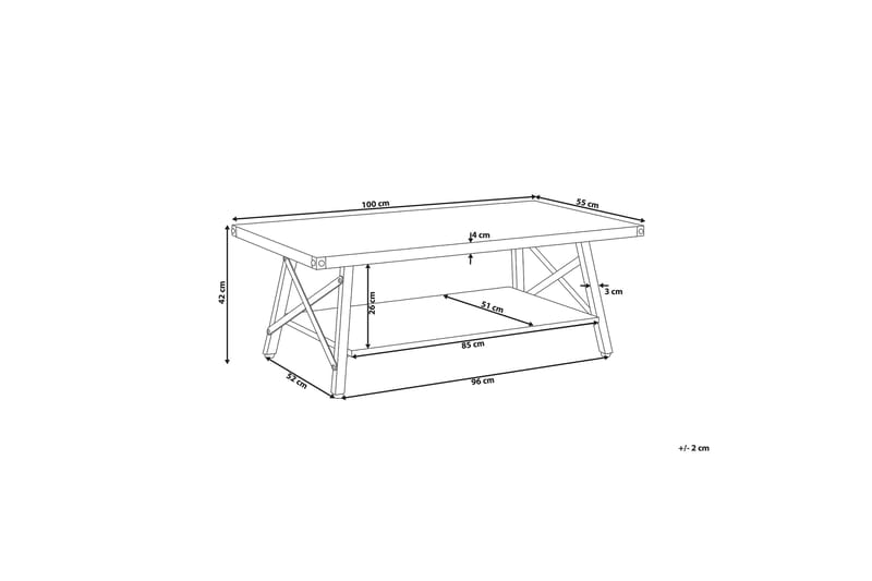 Marlea Soffbord 100 cm med Förvaring Hylla - Trä/Natur - Soffbord