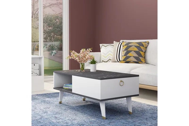 Marteby Soffbord 90x42,4x90 cm - Svart/Vit - Möbler - Bord & matgrupper - Soffbord