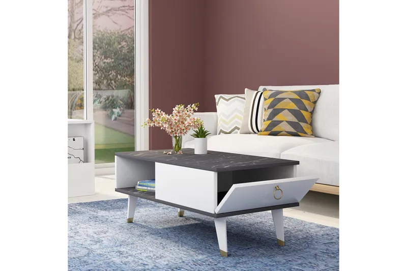 Marteby Soffbord 90x42,4x90 cm - Svart/Vit - Möbler - Bord & matgrupper - Soffbord