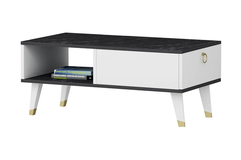 Marteby Soffbord 90x42,4x90 cm, Svart/Vit