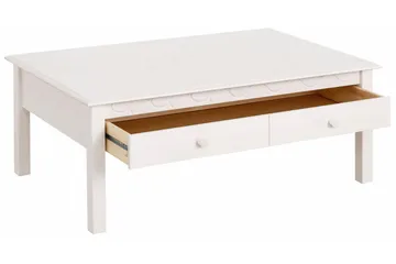 Marzell 110 cm Rektangulärt Soffbord med Lådor i Furu - Vit - Möbler - Bord & matgrupper - Soffbord