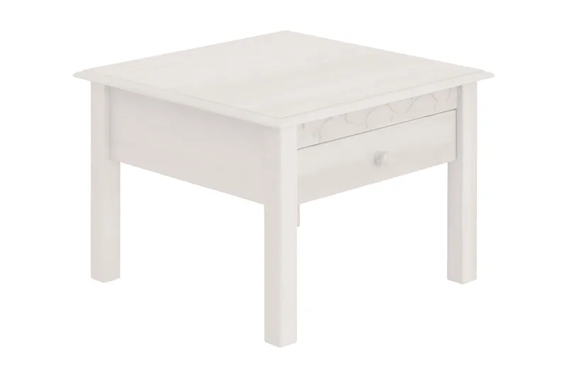 Marzell 60 cm Kvadratiskt Soffbord med Lådor i Furu - Vit - Möbler - Bord & matgrupper - Soffbord