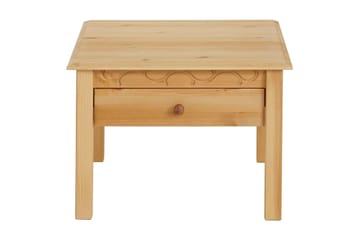 Marzell 60 cm Kvadratiskt Soffbord med Lådor i Massivt Trä - Beige - Möbler - Bord & matgrupper - Soffbord