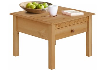 Marzell 60 cm Kvadratiskt Soffbord med Lådor i Massivt Trä - Beige - Möbler - Bord & matgrupper - Soffbord