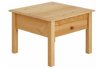 Marzell 60 cm Kvadratiskt Soffbord med Lådor i Massivt Trä - Beige - Möbler - Bord & matgrupper - Soffbord