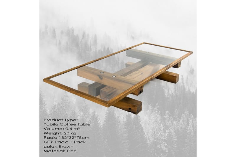 Massive Design Soffbord 120 cm - Glas/Trä/Brun - Soffbord