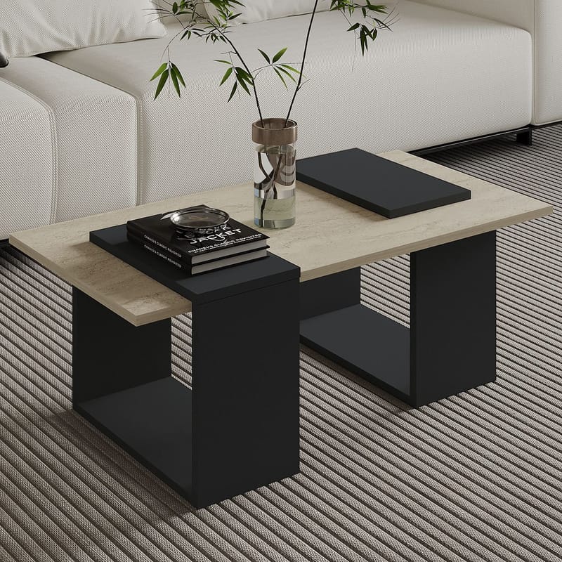 Matris Soffbord 90x37x46,6 cm - Travertine/Anthracite - Möbler - Bord & matgrupper - Soffbord
