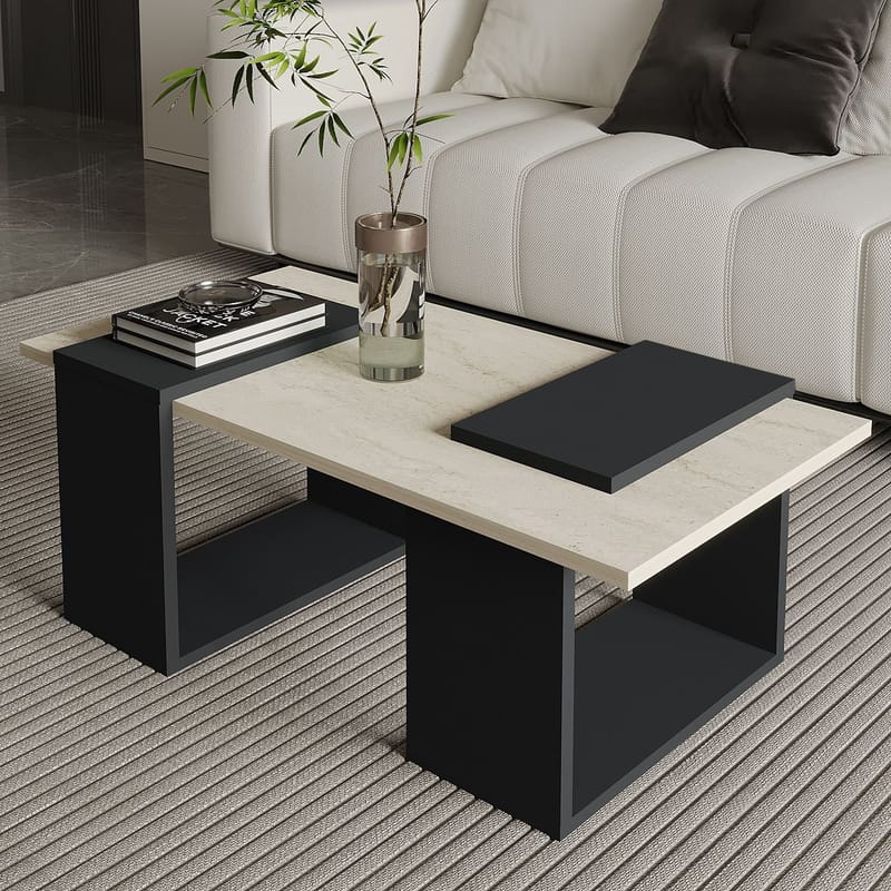 Matris Soffbord 90x37x46,6 cm - Travertine/Anthracite - Möbler - Bord & matgrupper - Soffbord
