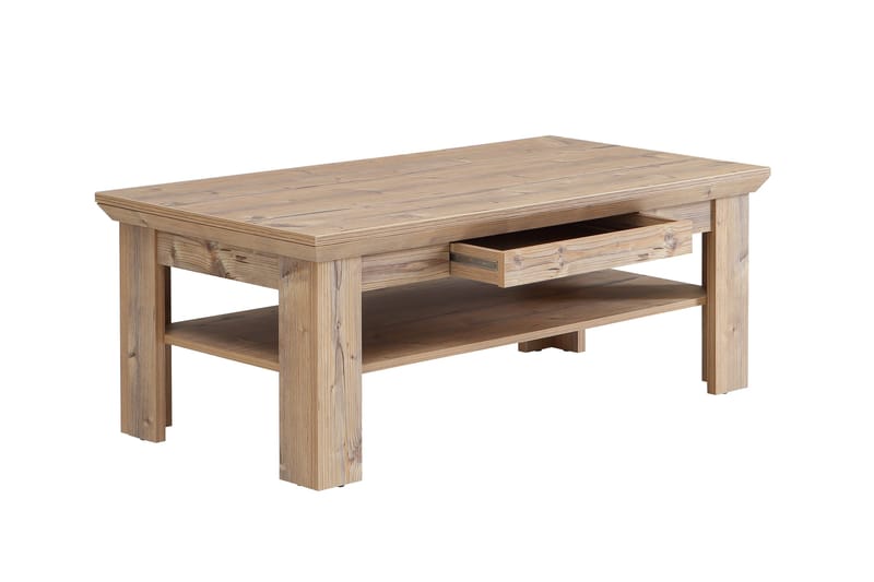 Mccoys Soffbord 120 cm med Förvaring Hylla + Låda - Brun - Möbler - Bord & matgrupper - Soffbord