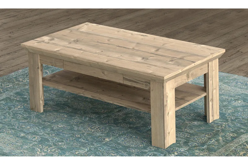 Mccoys Soffbord 120 cm med Förvaring Hylla + Låda - Brun - Möbler - Bord & matgrupper - Soffbord