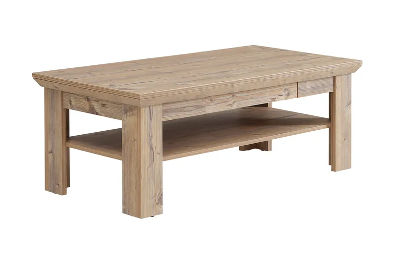 Mccoys Soffbord 120 cm med Förvaring Hylla + Låda, Brun