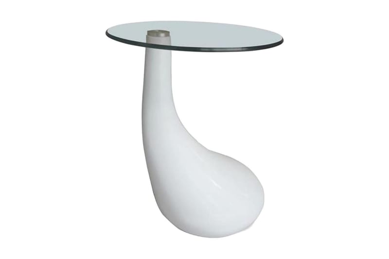 Soffbord med rund bordsskiva glas högglans vit - Vit - Soffbord