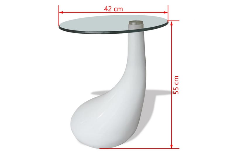 Soffbord med rund bordsskiva glas högglans vit - Vit - Soffbord