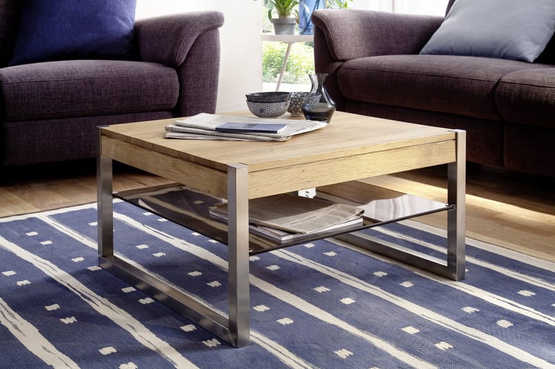 Miggel Soffbord 65 cm med Förvaring Hylla - Natur/Krom - Möbler - Bord & matgrupper - Soffbord