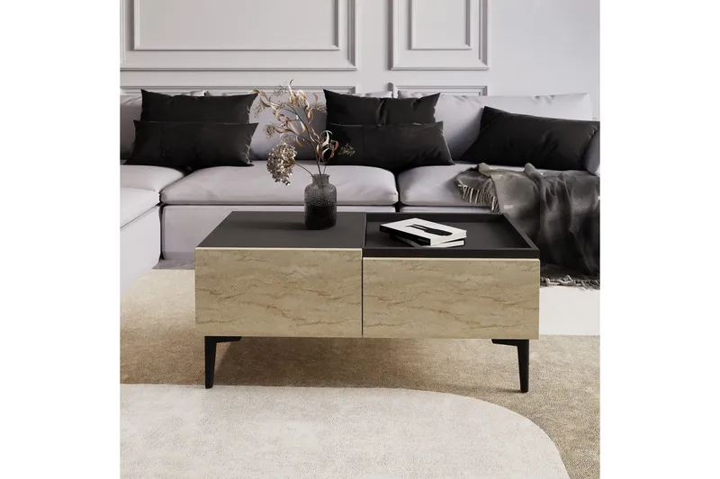 Soffbord Mijara Travertin / Antracit - Natur/Antracit - Möbler - Bord & matgrupper - Soffbord